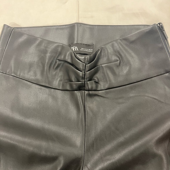 Zara Black Faux Leather Pants - Size Small - Picture 3 of 4